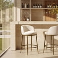 thumbnail image 6 of Morden Fort Counter Height Bar Stool, 26" Metal Bar Stool with Hammered Metal Legs & Curved Low Back for Kitchen Island, Upholstered Linen Seat Cushion Island Chair, Gold, 6 of 10