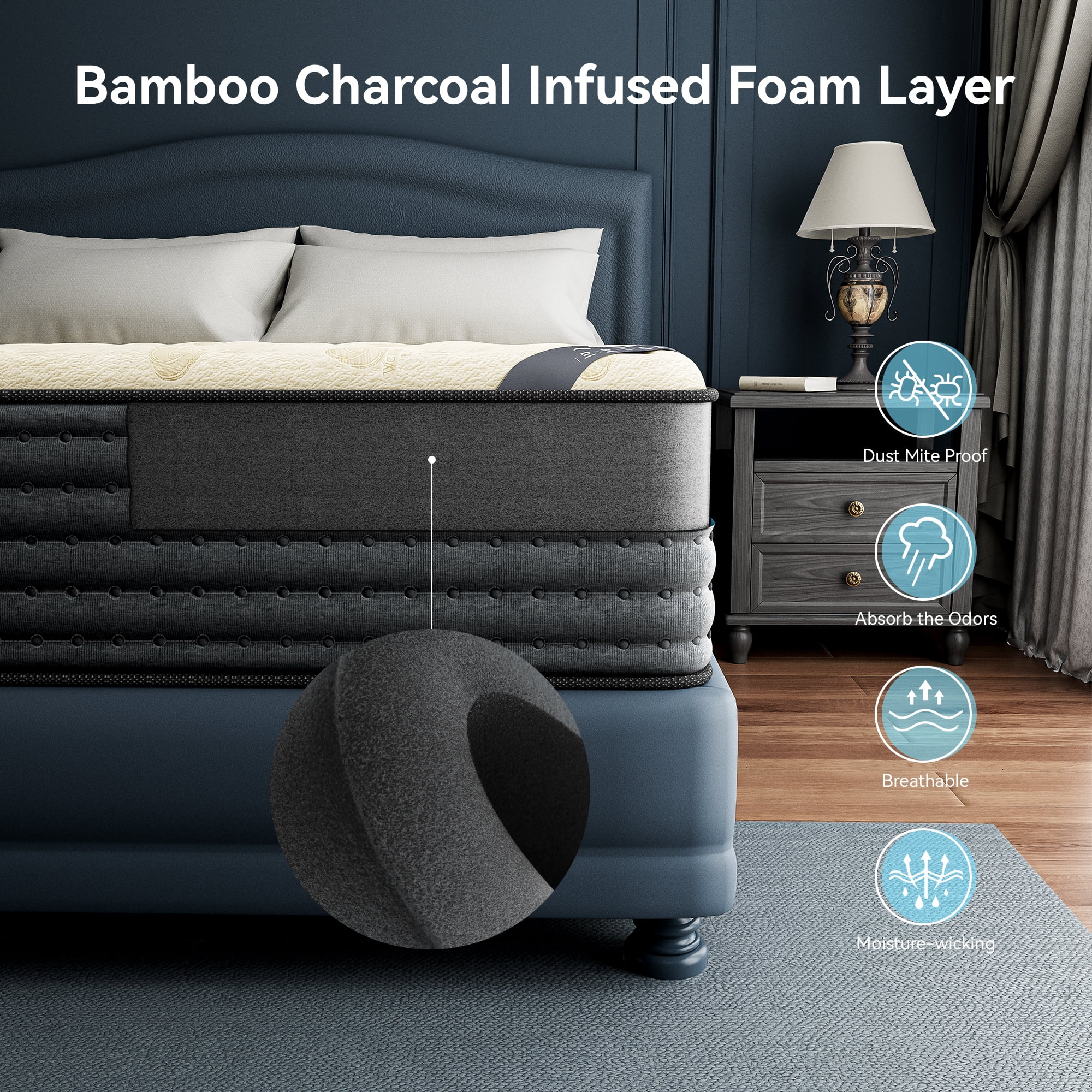 Babo Care Full Size Hybrid Mattress,12 Inch Double Sided with Cooling Gel Memory Foam and Pocket Spring Mattress in a Box, Motion Isolation & Pressure Relief,CertiPUR-US