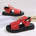thumbnail image 5 of Womens Platform Sandals Fashion Pattern Leather Open Toe Cutout Summer Dress Shoes Comfortable Footbed Walking Shoes Red Size 6, 5 of 8