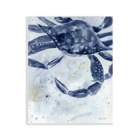 Stupell Industries Swimming Blue Crab Animals & Insects Painting Unframed Art Print Wall Art, 11 x 14
