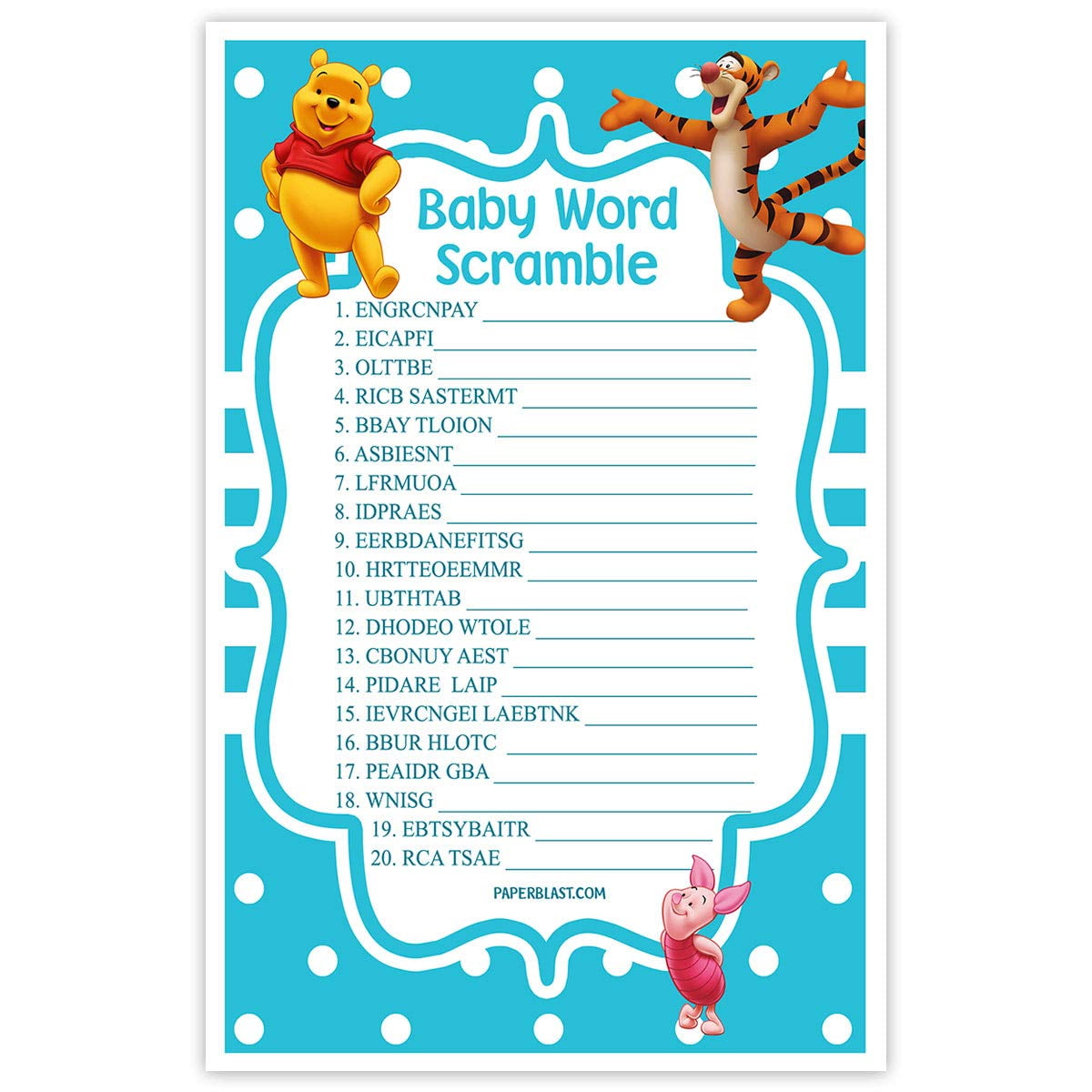 winnie the pooh baby shower game baby word scramble walmart com