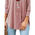 thumbnail image 4 of FASHIONWT Women Round Neck Three-Quarter Sleeve Top With Irregular Hem Graphic T-Shirt, 4 of 4