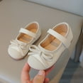 thumbnail image 2 of GiLiling Girls Mary Jane Ballet Flats, Bowknot Adjustable Strap Shoes with Soft Rubber Sole, Closed-Toe PU Leather Dress Shoes for Weddings Parties Everyday Wear (White, 2-2.5 Years), 2 of 8