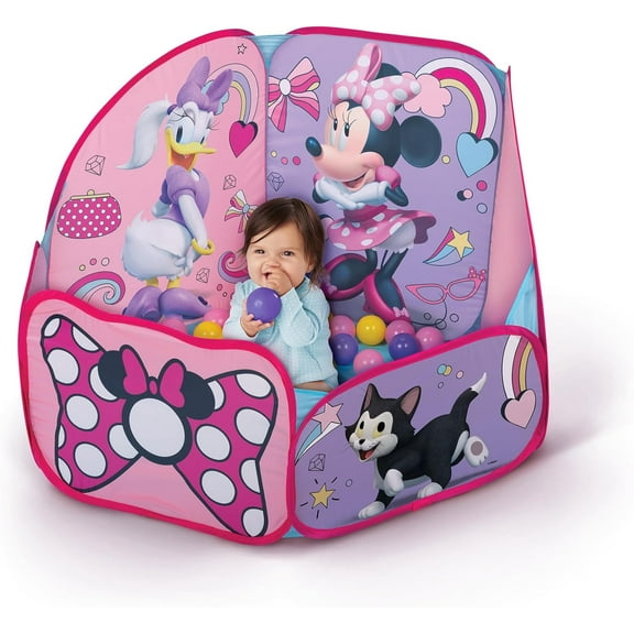 Minnie Mouse Ball Pit with 15 Soft Flex Balls Pop and Play Arena for Baby, Toddler Infant Boys & Girls [15 Balls Included]