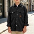thumbnail image 4 of SERTGUTR Boys Corduroy Shirt Jacket, Button Front Collared Long Sleeve, Chest Flap Pocket Loose Fit Solid Color, Casual Everyday School Fall Winter Shirt Jacket, 4 of 7
