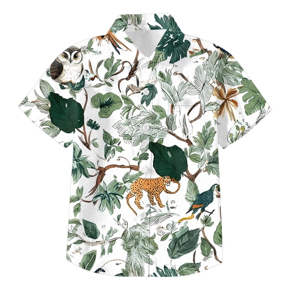 Toddler Graphic Tees Funny Boys Hawaiian Shirt Cool Summer Hawaii Shirts Casual Short Sleeve Button Down Aloha Beach Tee Tops 2-13 Years
