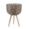 thumbnail image 1 of Soporte para plantas de cesta tejida con patas, maceta decorativa de madera Estilo A, 1 of 9