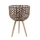 thumbnail image 1 of Soporte para plantas de cesta tejida con patas, maceta decorativa de madera Estilo A, 1 of 9