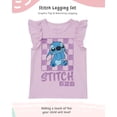thumbnail image 2 of Disney Lilo & Stitch Outfits for Girls Short Glitter Ruffle Sleeve Shirt & Stretch Leggings Set for Toddler (Purple, 2T), 2 of 5