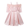 thumbnail image 3 of iEFiEL Kids Girls Sheer Lace Embroidered Flower Dress Princess Pageant Bridesmaid Birthday Dress Pink 2, 3 of 4