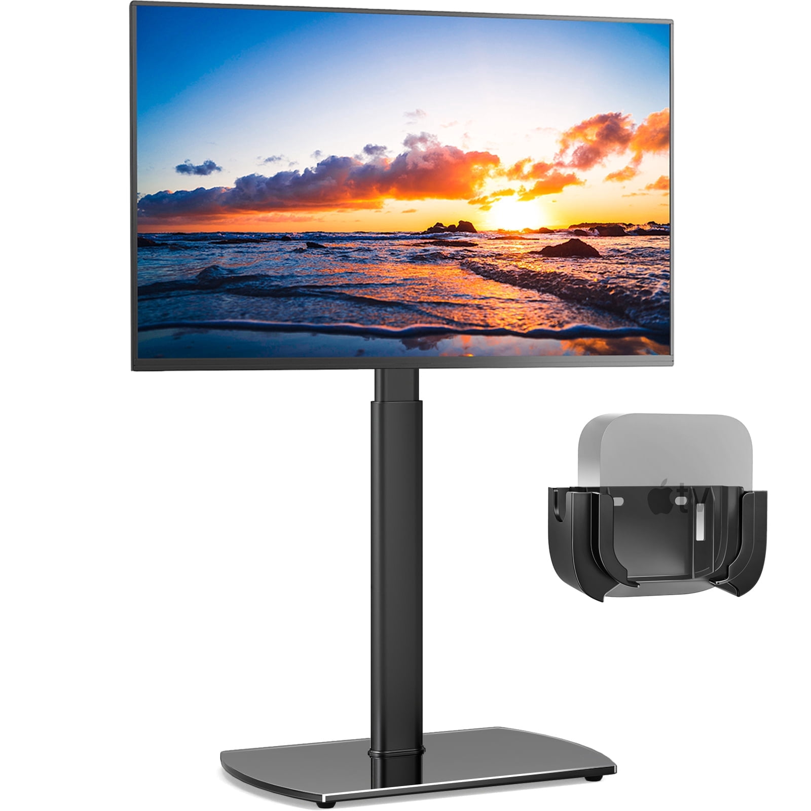 RTVR Black TV Floor Stand with Swivel Mount for 65 inch Flat Screens, Roku TV Stand Legs for Bedroom