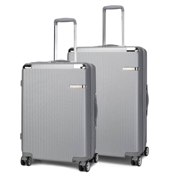 MKF Collection Tulum Extra Large & Large Hardside Luggage 2 pcs, Luxurious Travel Suitcase by Mia K - Silver