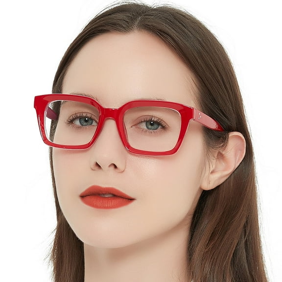 MARE AZZURO Square Reading Glasses 2.5 Women Trendy Large Readers 1.0 1.25 1.5 1.75 2.0 2.25 2.5 2.75 3.0 3.5 4.0 5.0 6.0 (Red, 2.50) Polycarbonate Lens