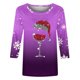 thumbnail image 3 of Fiudx Camisas de Mujer Camiseta de Manga 3/4 con Cuello Redondo y Estampado Navideño para Mujer, Jersey con Cuello Redondo, Top/Camisa de Manga Larga con Cuello Redondo, 3 of 3