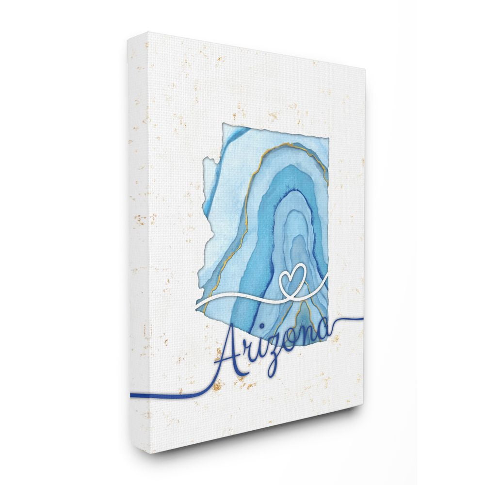 Stupell Industries Arizona Agate Blue US State Design Canvas Wall Art by Ziwei Li