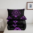 thumbnail image 4 of Manfei Victorian Damask Comforter Sets King Size, Vintage Baroque Floral Comforters & Duvets, Black Purple Bedding King Comforter Set, Breathable Bedroom Decor, 3-Piece Reversible, 4 of 6