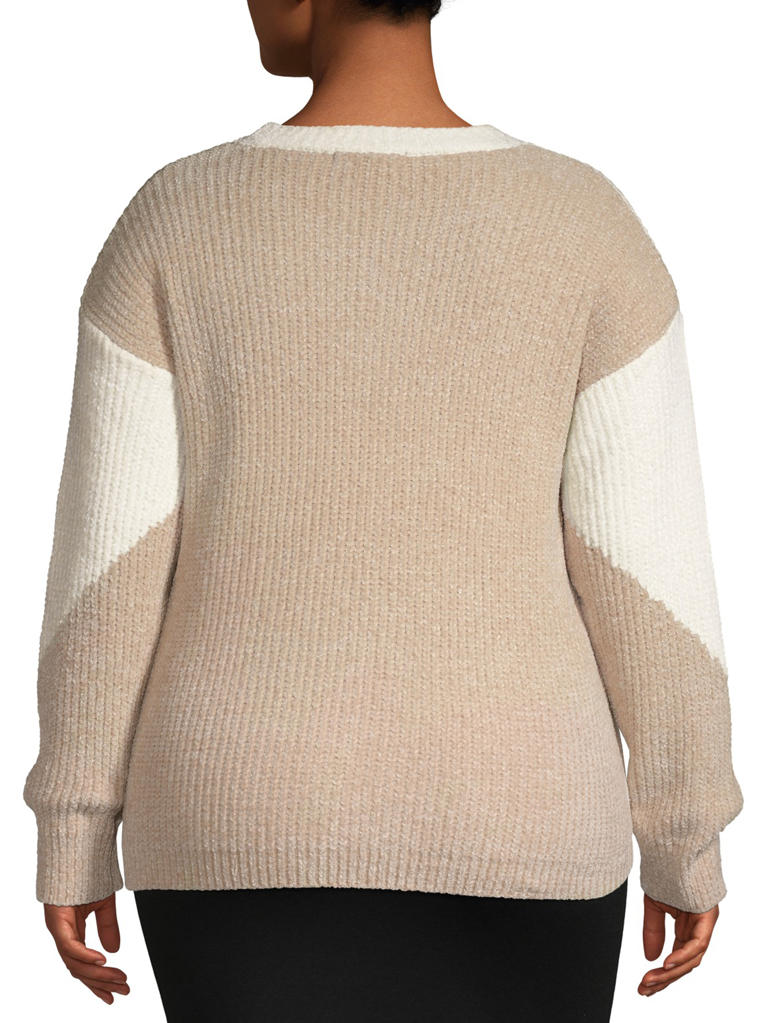 Heart & Crush Women's Plus Size Chenille Color Block Pullover - image 5 of 7