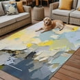 thumbnail image 2 of Fsddascl Yellow Blue Color Blocks Outdoor Rug for Patio/Deck/Porch, Non-Slip Large Area Rug 4 x 6 Ft, Abstract Oil Painting Art Indoor Outdoor Rugs Washable Area Rugs, Reversible Camping Rug Carpet, 2 of 5