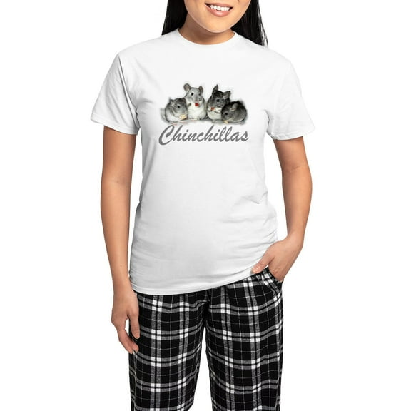 CafePress - Chinchillas Women's Light Pajamas - Women's Short Sleeve Print T-Shirt and Pants Light Cotton Pajama Set