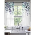 thumbnail image 3 of Teal Purple Botanical Semi Sheer Curtains 72 Inch Length 2 Panels Set, Eucalyptus Leaves Watercolor Spring Sheer Kitchen Curtain Privacy Voile Window Curtain for Living Room Bedroom Rod Pocket Drapes, 3 of 7