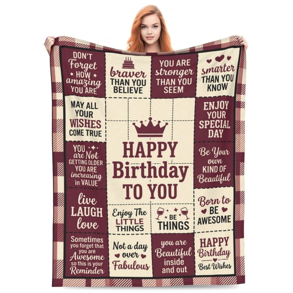 Birthday Gifts for Women Throw Blanket, Happy Birthday Decorations, Unique Gift for Women, Birthday Present for Friend Mom Sister Grandma Wife 50x40