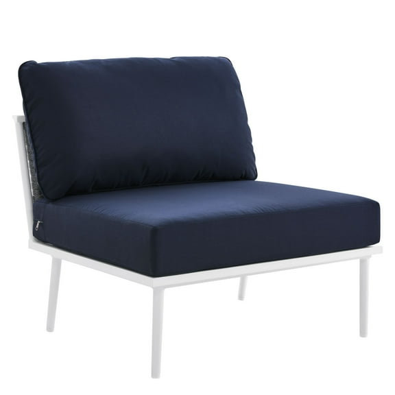 Modway Stance Modern Fabric & Aluminum Outdoor Armless Armchair in Navy