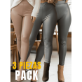 thumbnail image 4 of Set De 3 Leggins Cuero Mallones Elegantes Unitalla Stretch Legging, 4 of 9