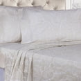 thumbnail image 3 of Superior 600 Thread Count 4-Piece White Paisley Cotton Blend Sheet Set, Queen, 3 of 7