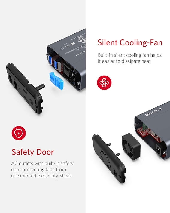 ISELECTOR 150W Car Power Inverter DC 12V to 110V AC Converter with 2 USB Ports Charger Thinner Design with ETL Listed Car Adapter
