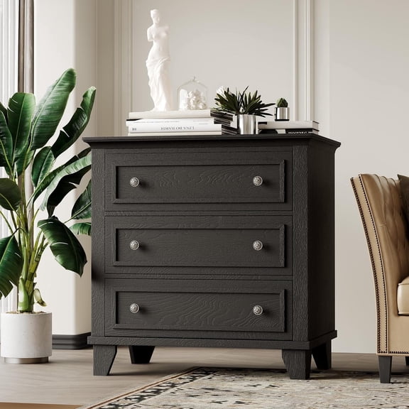 Tzou 3-Drawer Vintage Dresser with Handles - Farmhouse Storage Chest for Homes Entryway, 300lb Top Capacity
