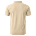 thumbnail image 2 of ZHOGXU Summer Loose Fit Short Sleeve Stand Collar V Neck Breathable Men's T Shirts Comfortable Everyday Wear, 2 of 2