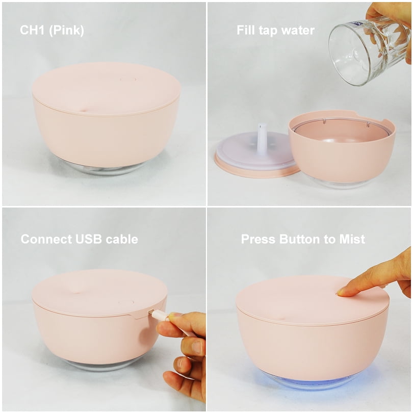 Coronwater 500ml USB Mini Air Humidifier with Aroma Diffuser White