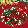 thumbnail image 5 of Darzheoy Christmas Pom Poms 1000 Piece Red Green White 1.5cm Soft Decorative Balls for DIY Crafts Tree Ornaments Holiday Decor, 5 of 9