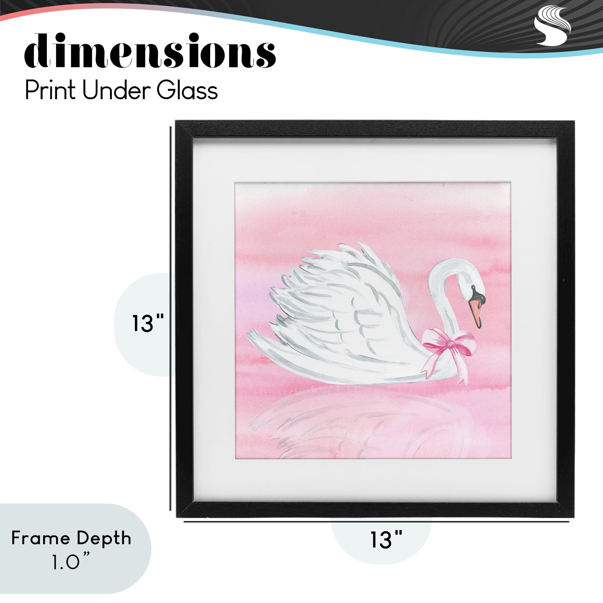 Stupell Industries Pink Bow Swan Black Framed Print Under Glass, design by Corinne Haig