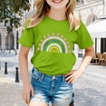 thumbnail image 2 of CONZONE Girls Summer Tops Short Sleeve Rainbow Graphic Tshirts For Girls Crew Neck Soft Children T-Shirts Size 8-9 Years Green, 2 of 4