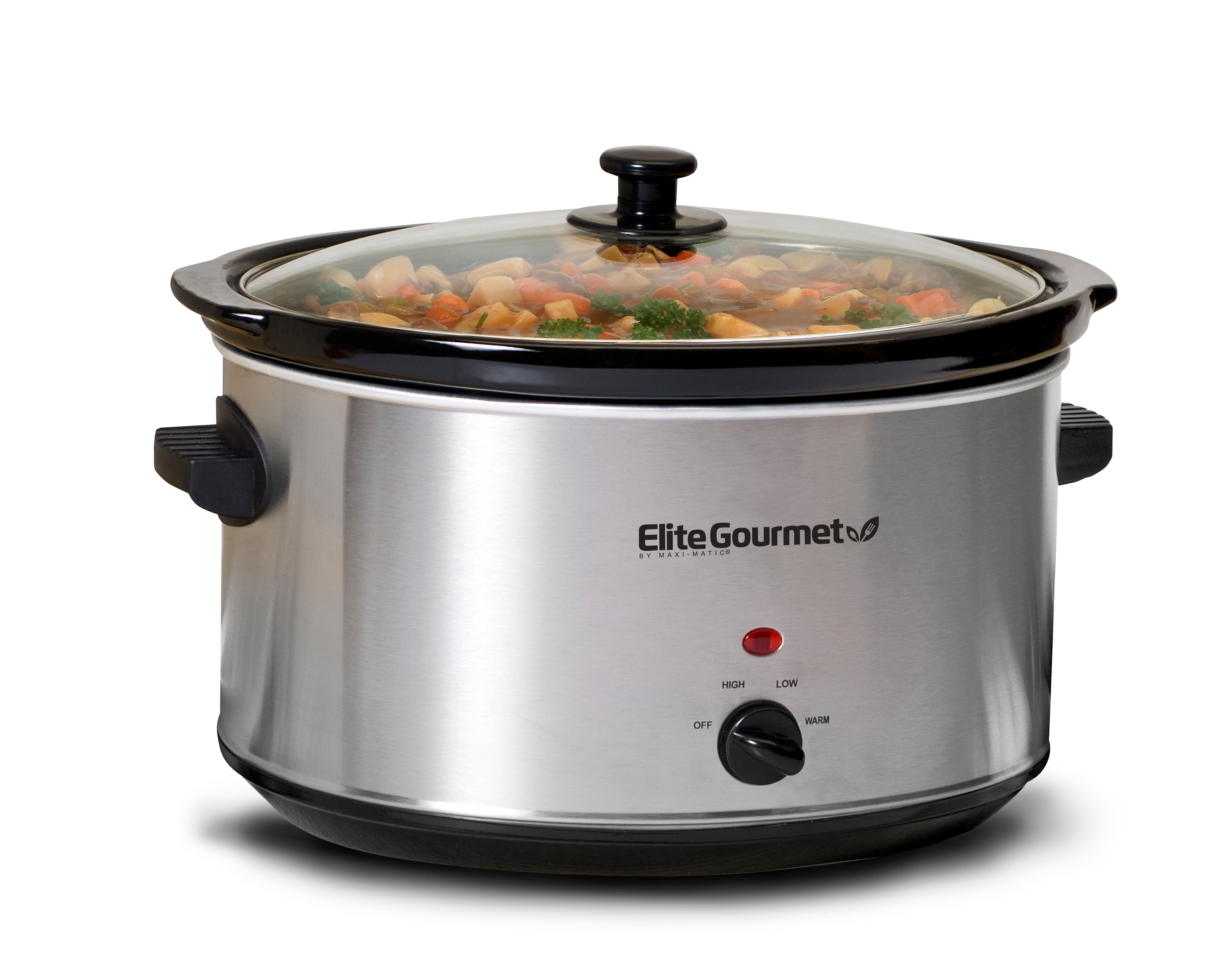 Elite 8.5-Quart Red Oval Slow Cooker with Stoneware Liner - Programmable,  Keep Warm Setting, Gourmet Stainless Steel Model in the Slow Cookers  department at