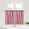 thumbnail image 5 of CAROMIO Light Filtering 28"W x 30"L Kitchen Cafe Curtains Buffalo Check Pattern Half Window Covering Tier Curtains, Red White, Set of 2, 5 of 8