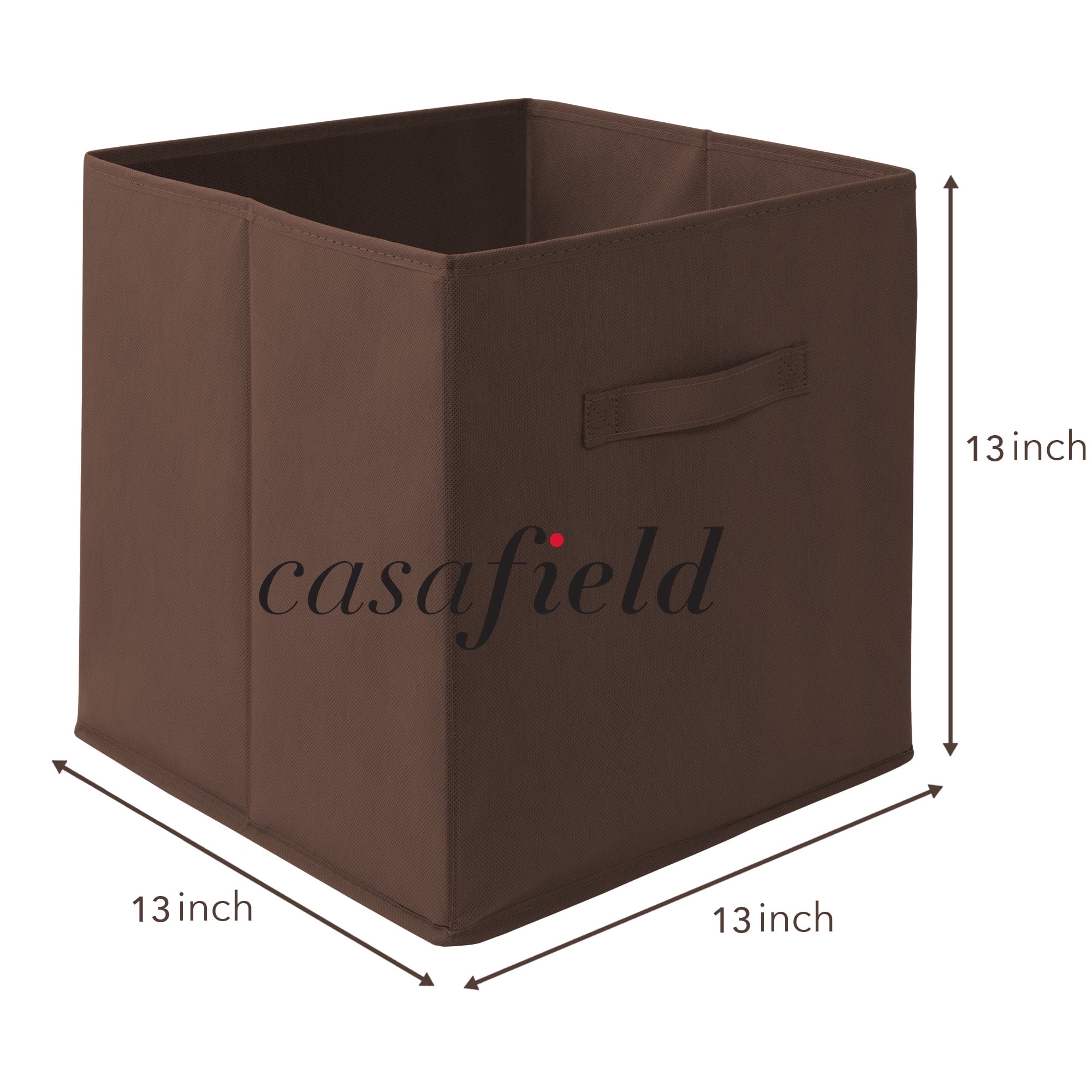 Casafield Set of 6 Fabric Storage Cube Bins, Brown - 13" Collapsible Foldable Cloth Baskets for Shelves and Cubby Organizers