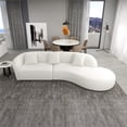 thumbnail image 3 of Galler Mid Century Modern Luxury Japandi Style Boucle Fabric Couch in Cream, 3 of 7