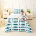 thumbnail image 3 of Manfei Rustic Mackerel Fish Twin Comforter Sets, Cartoon Scale Bedding Set, Cyan Teal, Reversible, 2pcs, 1 Comforter and 1 Pillowcase, 3 of 7