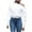 White, variant on aidice Off the Shoulder Tops for Women Long Sleeve Button Loose Elastic Waisted Solid Color Shirts