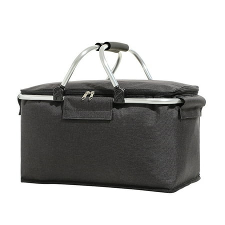 

30L Folding Picnic Camping Basket Large Insulated Shopping Cooler Home Storage Hamper Bag Box Outdoor Picnic Organizer