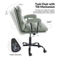 thumbnail image 3 of Modern Home Office Desk Task Chair Adjustable and Faux Leather Upholstered Sage, 3 of 10
