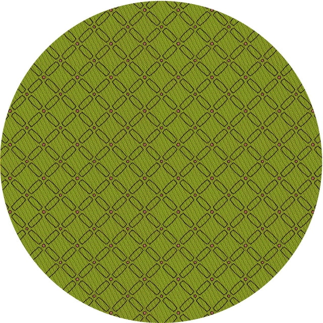 Ahgly Company Machine Washable Indoor Round Transitional Pistachio Green Area Rugs, 3' Round