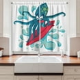 thumbnail image 2 of Ambesonne Ride the Wave Kitchen Curtains, Surfer Octopus, 55"x39", Petrol Blue Turquoise, 2 of 3