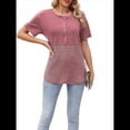 thumbnail image 1 of Blusas de Corta con Cuello Redondo y Botones para Mujer, y Verano 2025 Rosa L, 1 of 10