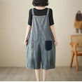 thumbnail image 5 of XWSHYW Jumpsuits for Women Casual Loose Sleeveless Denim Jumpsuit Double Pocket Jumpsuit Shorts Strap Pants Blue XL # Limited Time Deals Today Prime, 5 of 7
