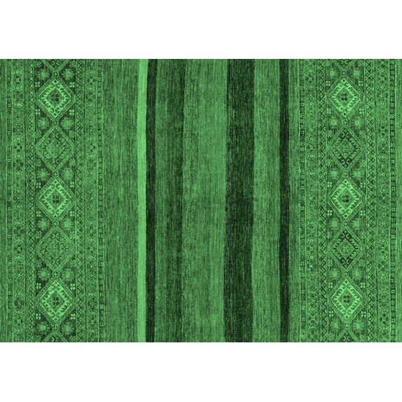 Ahgly Company Indoor Rectangle Abstract Emerald Green Modern Area Rugs, 6' x 9'