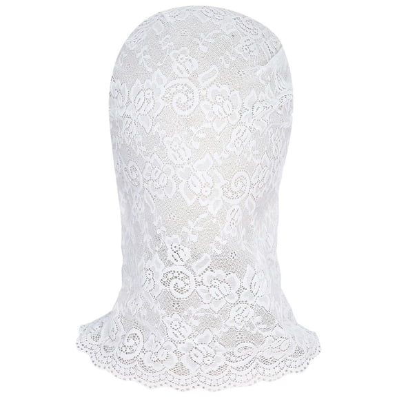 Slccxzc White Lace Full Face Mask Balaclavas Breathable Hollow Out Party Hood Cover