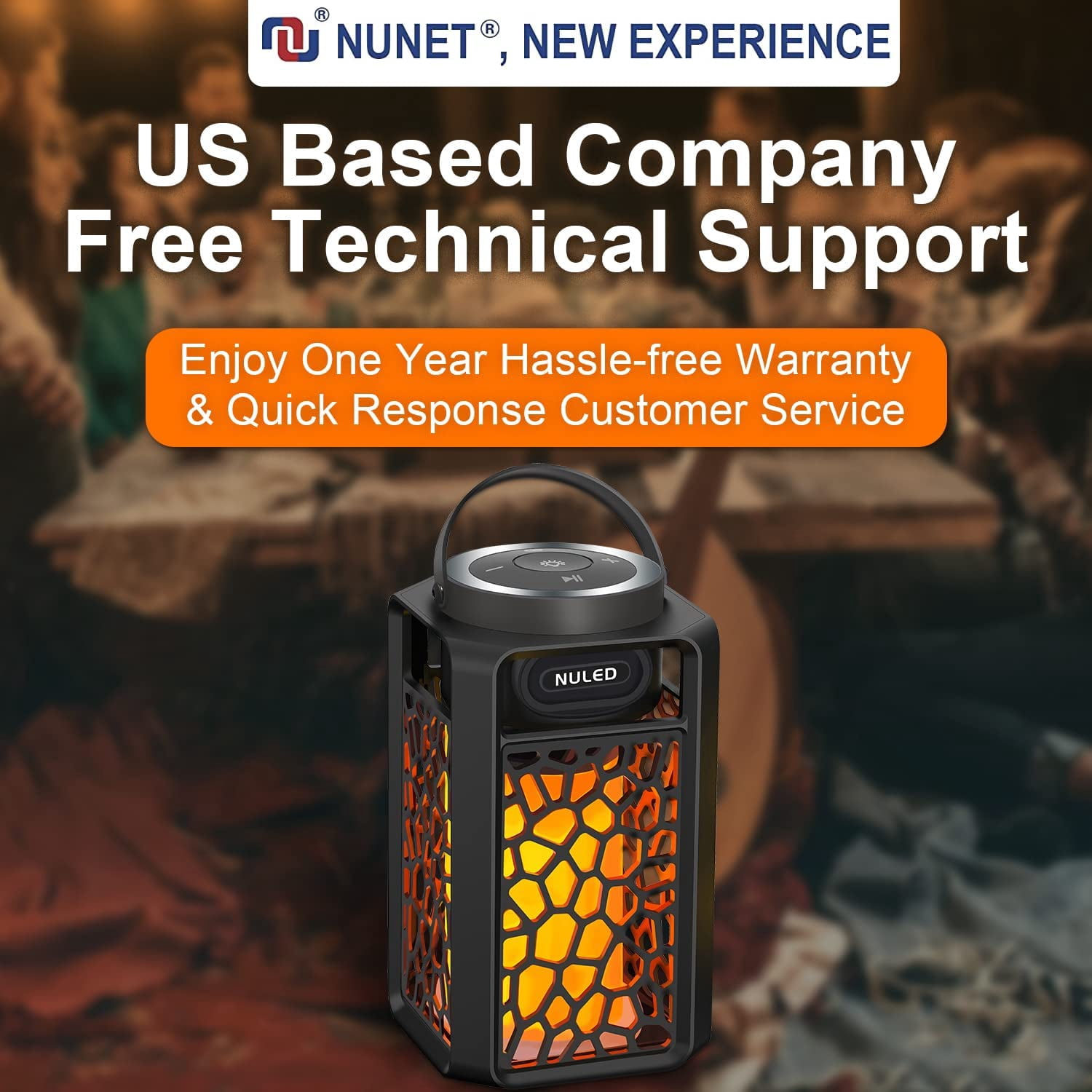 NUNET 10W TWS Outdoor Bluetooth 5.1 Speakers Flame Speakers Tiki Torch Lantern Waterproof Wireless Portable Sound System 2PK